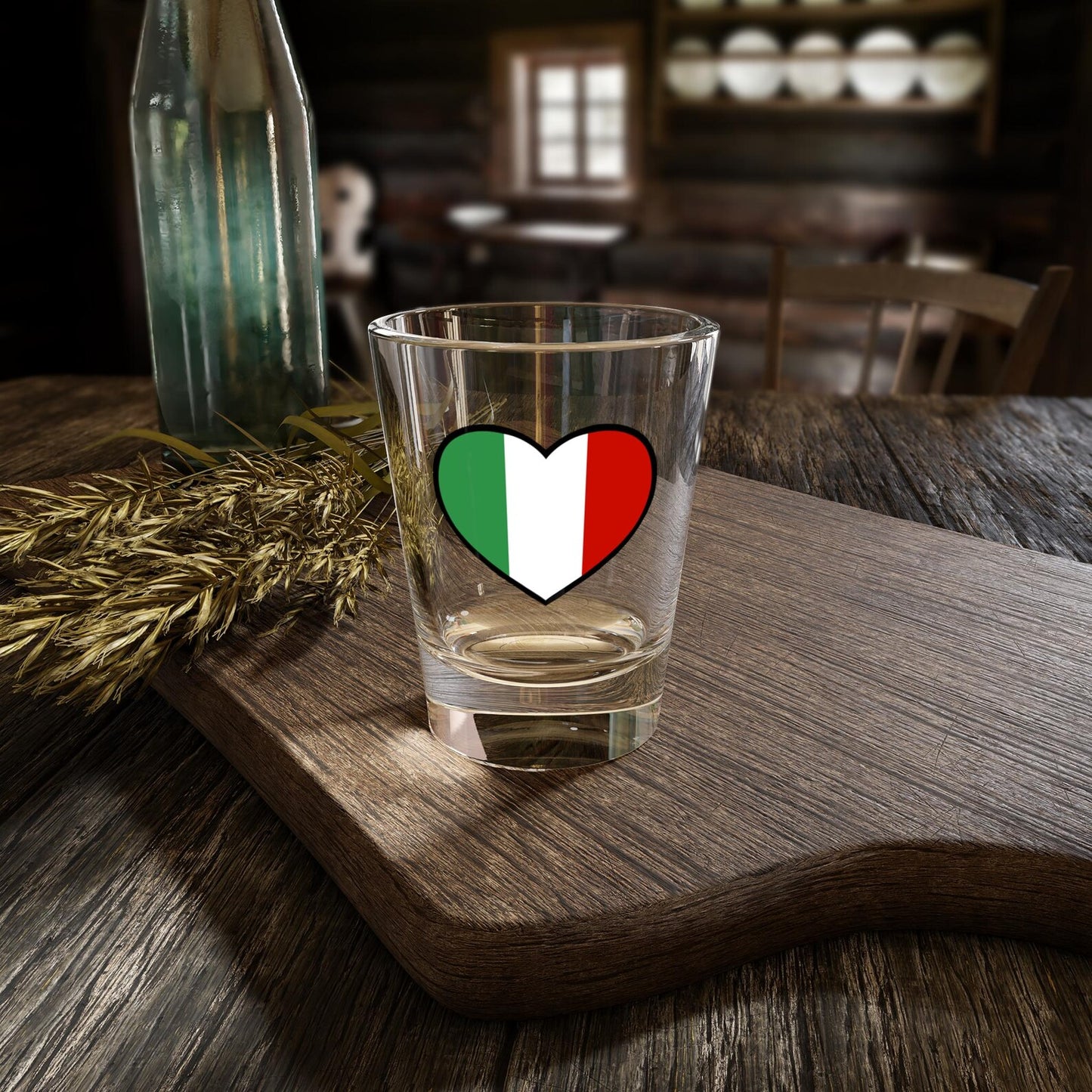 Italian Flag Heart Shot Glass, 1.5oz