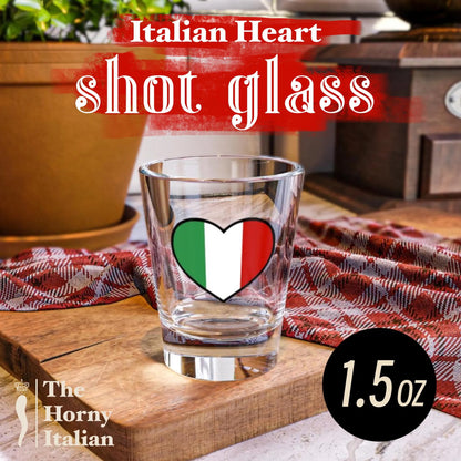 Italian Flag Heart Shot Glass, 1.5oz